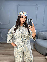 Жіночий літній брючний костюм із софту з принтом рр.50-52,54-56, фото 9