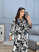 Жіночий літній брючний костюм із софту з принтом рр.50-52,54-56, фото 2