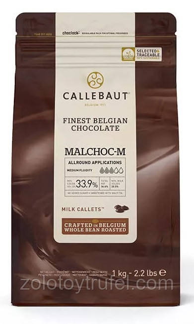 Молочний шоколад 33,9 % какао без цукру 1 кг, Callebaut, фото 1