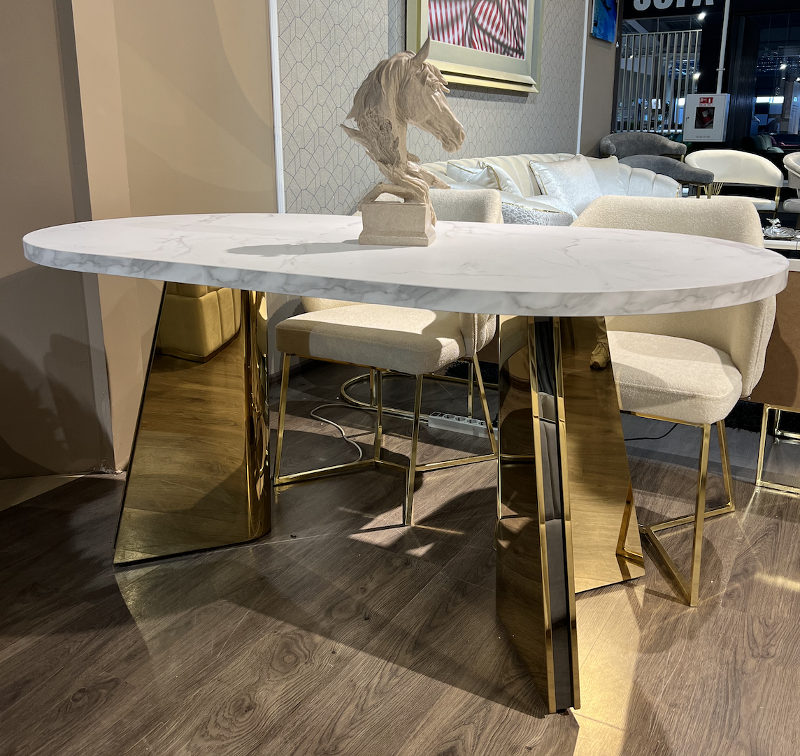 Стіл обідній овальний 140 см на золотих ніжках Редженс