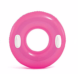 Кольорове дитяче надувне коло для плавання з ручками 76 см Intex 59258np для дітей від 8 років Надувний круг рожевий, фото 2