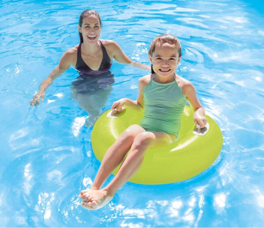 Кольорове дитяче надувне коло для плавання з ручками 76 см Intex 59258nt  для дітей від 8 років Надувний круг салатовий, фото 1