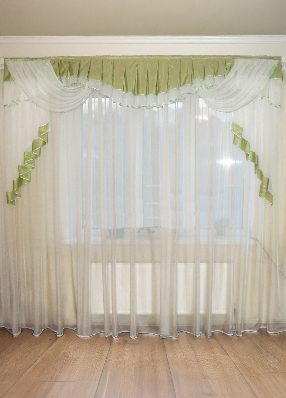 Ламбрекен Firanka Хвиля карниз 250см фісташковий (62_2,5м), фото 1