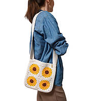 Стильна в’язана сумочка ручної роботи із соняхами