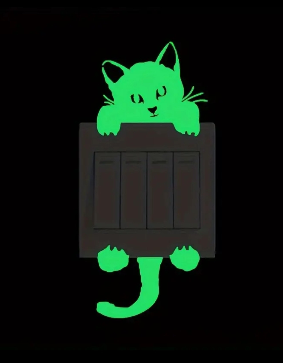 Наліпка що світиться на стіну для вимикача Котик декор стін ОП09891, фото 1