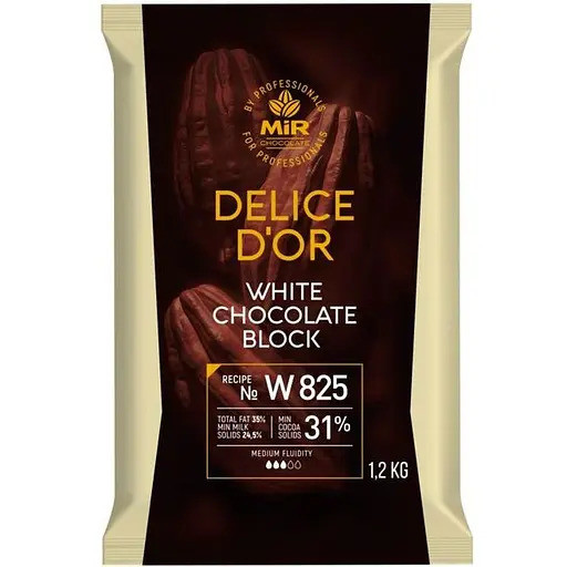 Шоколад білий 31% ТМ Delice D'or в плитках 1,2 кг