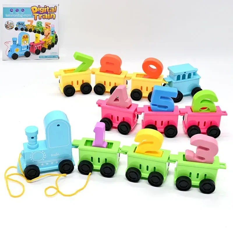 Логічний потяг BY 5001 (48/2) “Потяг”, 9 вагонів, цифри, наліпки, в коробці, фото 1