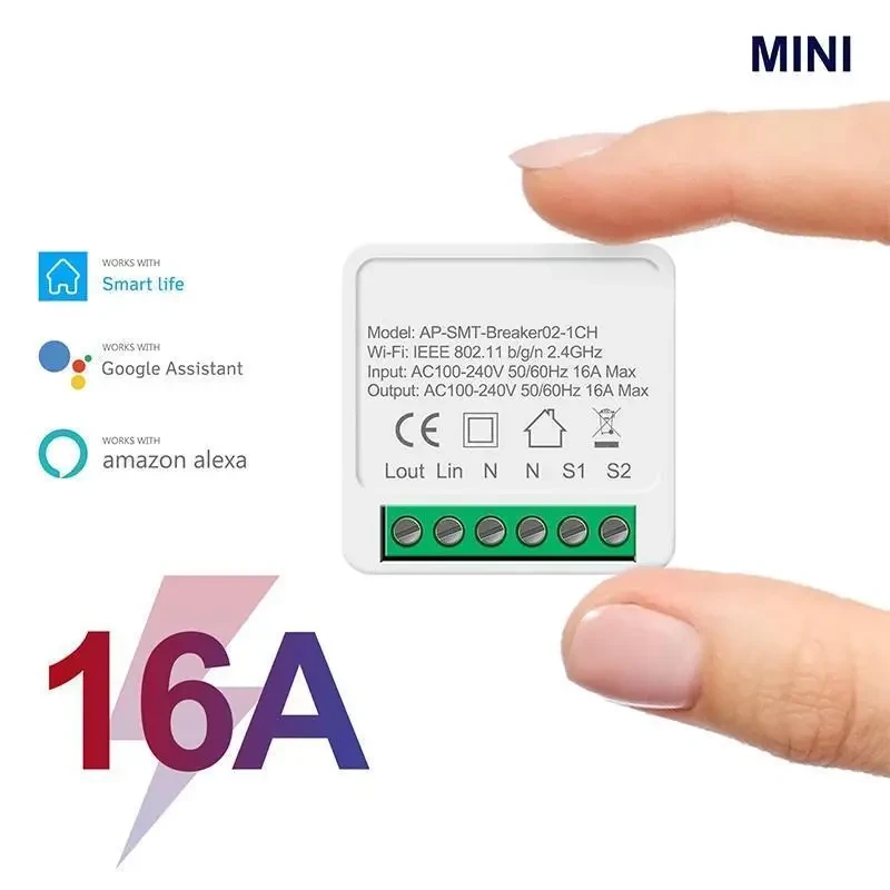 Розумне wi-fi реле Smart Home 16A Бездротовий вимикач WiFi Smart Switch 16A