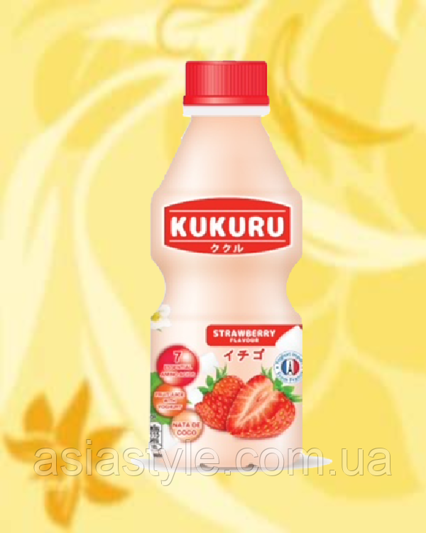 Йогуртовий напій з полуницею та кокосом,Yoghurt drink with strawberries and coconut, Kukuru, 280 мл*24шт,АФ, фото 1