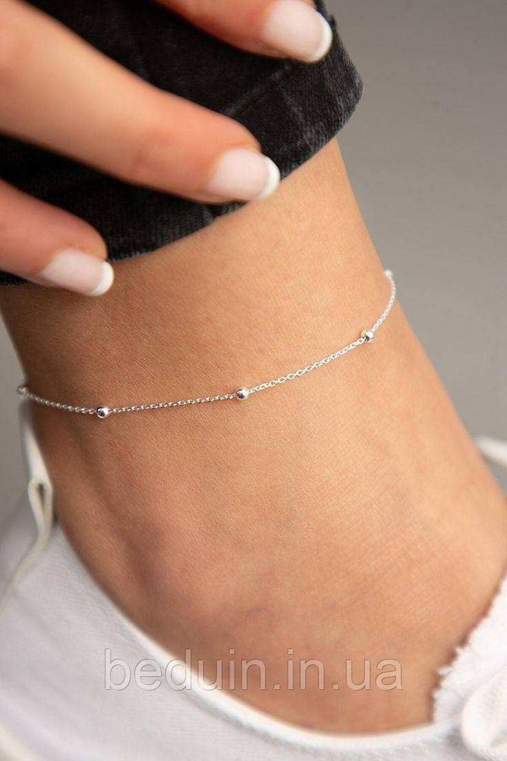 Срібний браслет на ногу, анклет із кульками — срібло 925 проби EGYPT SILVER
