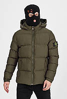 Куртка ЄВРОзима ХАКІ Stone Island Стон айленд мужская стильная зимняя новая куртка 2024 из Турции