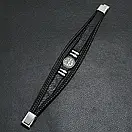 Чоловічий браслет шкіряний чорний VEGVIS розмір 17-19 см (довжина 21 см), фото 3