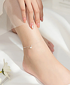 Срібний ніжний браслет на ногу з перлиною, анклет на тонку ніжку — срібло 925 проби EGYPT SILVER