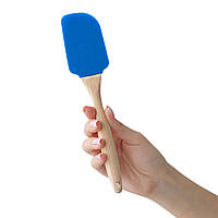 Лопатка силіконова кухонна з дерев'яною ручкою 22.5 см Синій