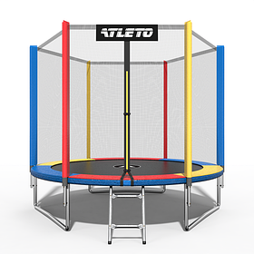 Батут Atleto 312 см з сіткою та драбинкою multikolor