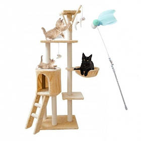 Ігровий комплекс-дряпалка для кішок 138 см Bonro B-40 бежевий