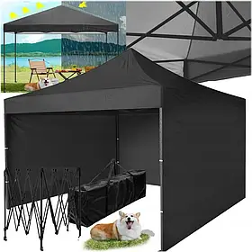 Намет павільйон розсувний з стінками 3 х 3 м Bonro B-9004 чорний  + сумка