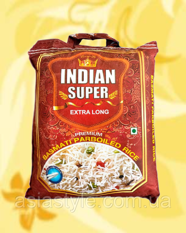 Рис басматі пропаренний, Рис басмати, basmati rice parboiled, Extra Long Indian Super, 1кг, Індія, ВО