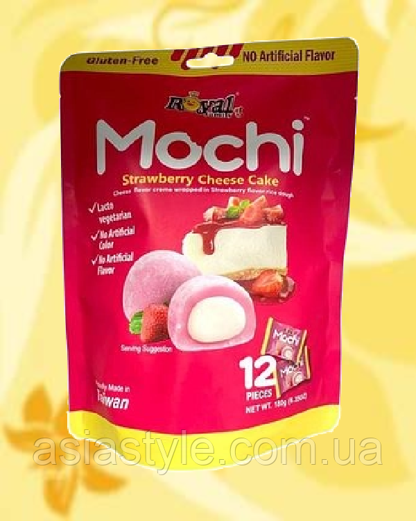 Мочі Полуничний чізкейк, мочи Клубничный чизкейк, mochi Strawberry cheesecake, Royal Family, 180гр, Тайвань,Ч