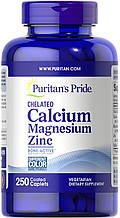 Кальцій Магній Цинк хелат, Chelated Calcium Magnesium Zinс, Puritan's Pride, 250 каплет