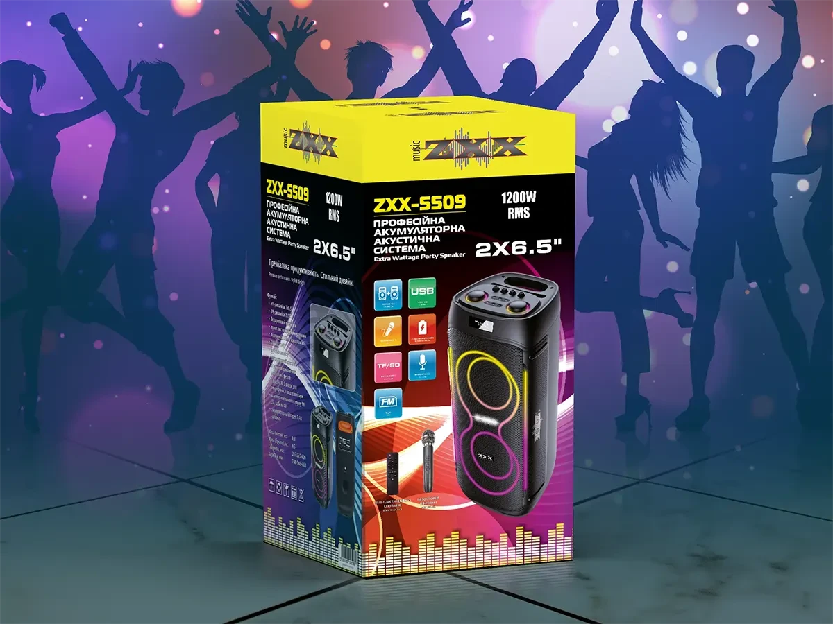 Акустическая переносная колонка ZXX-5509 1200Вт 2x6,5