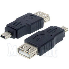 Перехідник miniUSB-USB AF (OTG host mini) Чорний