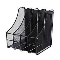 Лоток для документов вертикальный, металлический, черный 4 секции