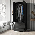 Шафа 2-х стулкова для речей зі штангою та 3 висувними шухлядами з ламінованого ДСП Шафи в передпокій, фото 3