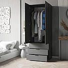 Шафа 2-х стулкова для речей зі штангою та 3 висувними шухлядами з ламінованого ДСП Шафи в передпокій, фото 5