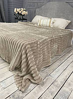 Плед покривало Шарпей Королівський широка смуга Євро розмір 200х220 см. колір Бєжевий + Подарункова фірменна сумка