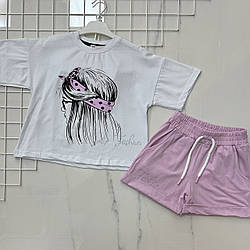 Шорти та футболка для дівчинки підлітка Розміри: 9,10,11,12 років (38101-1)