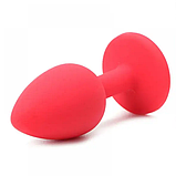 Силіконова Червона анальна пробка 9 х 4 см, Втулка для анальної стимуляції, Плаг із кристалом, Інтимні іграшки, фото 2