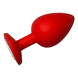 Силіконова Червона анальна пробка 9 х 4 см, Втулка для анальної стимуляції, Плаг із кристалом, Інтимні іграшки, фото 4