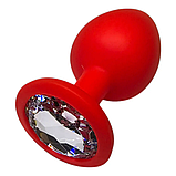 Силіконова Червона анальна пробка 9 х 4 см, Втулка для анальної стимуляції, Плаг із кристалом, Інтимні іграшки, фото 10