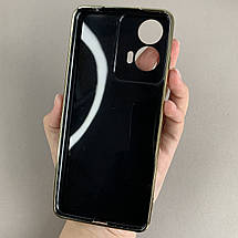 Чохол для Motorola G04 з металевим кільцем MagSafe із золотою рамкою на моторола г04 чорний q08w, фото 2