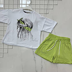 Турецький костюм із шортами для дівчинки підлітка Розміри: 9,10,11,12 років (38101-2)