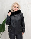 Жіночий Шкіряний бомбер "Noir Aura" з шиншилою 50/2XL, фото 5