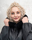 Жіночий Шкіряний бомбер "Noir Aura" з шиншилою 50/2XL, фото 7