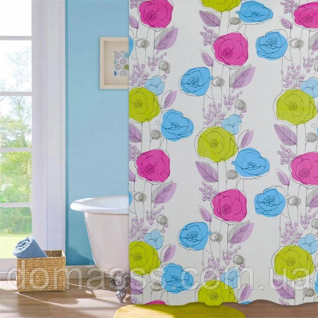 Шторка для ванної кімнати Colorful flowers, PEVA NJ10108 (180х180 см)