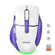 Бездротова ігрова комп'ютерна миша BTM001 RGB підсвічування 2400 DPI 7 кнопок USB 2.4G White-purple
