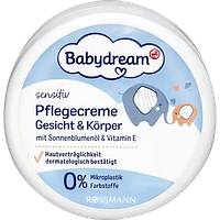 Крем Babydream для чутливої шкіри обличчя та тіла, 150мл