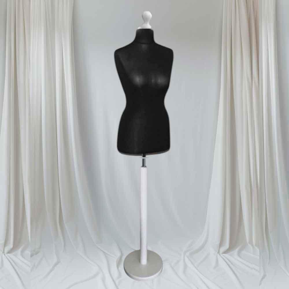 Манекен пошивочний  Кравецький пінопластовий  Жіночий36-38 \ 42-44 \ S S  Чорний  Білий на дерев'яній ножці, фото 1