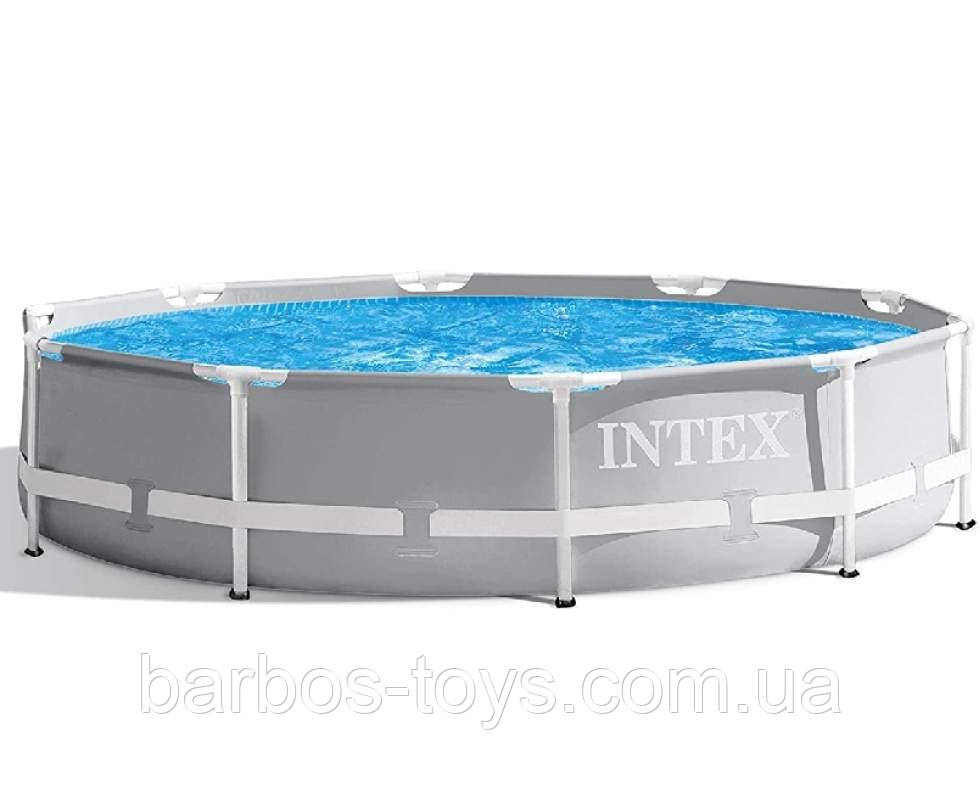 Каркасний басейн Intex 26700 для дорослих і дітей від 6 років для вулиці саду дачі та будинку 305 х 76 см круглий