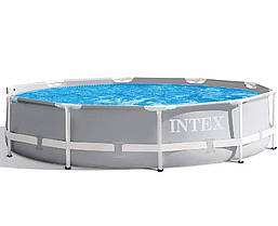 Каркасний басейн Intex 26700 для дорослих і дітей від 6 років для вулиці саду дачі та будинку 305 х 76 см круглий
