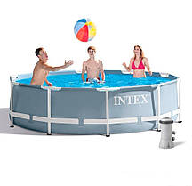 Каркасний басейн Intex 26702 для дорослих і дітей від 6 років для вулиці саду дачі та будинку 305 х 76 см круглий