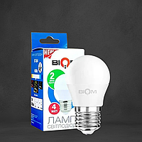 Світлодіодна Лампа BIOM G45 "Шар" 4W цоколь Е27 4500К нейтральний білий