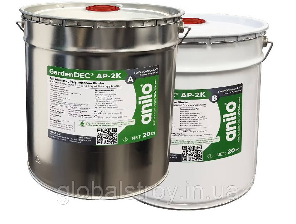 Поліуретановий клей 2К аліфатичний для кам'яного килима Anilo GardenDEC AP-2K (А+В) комплект 40 кг