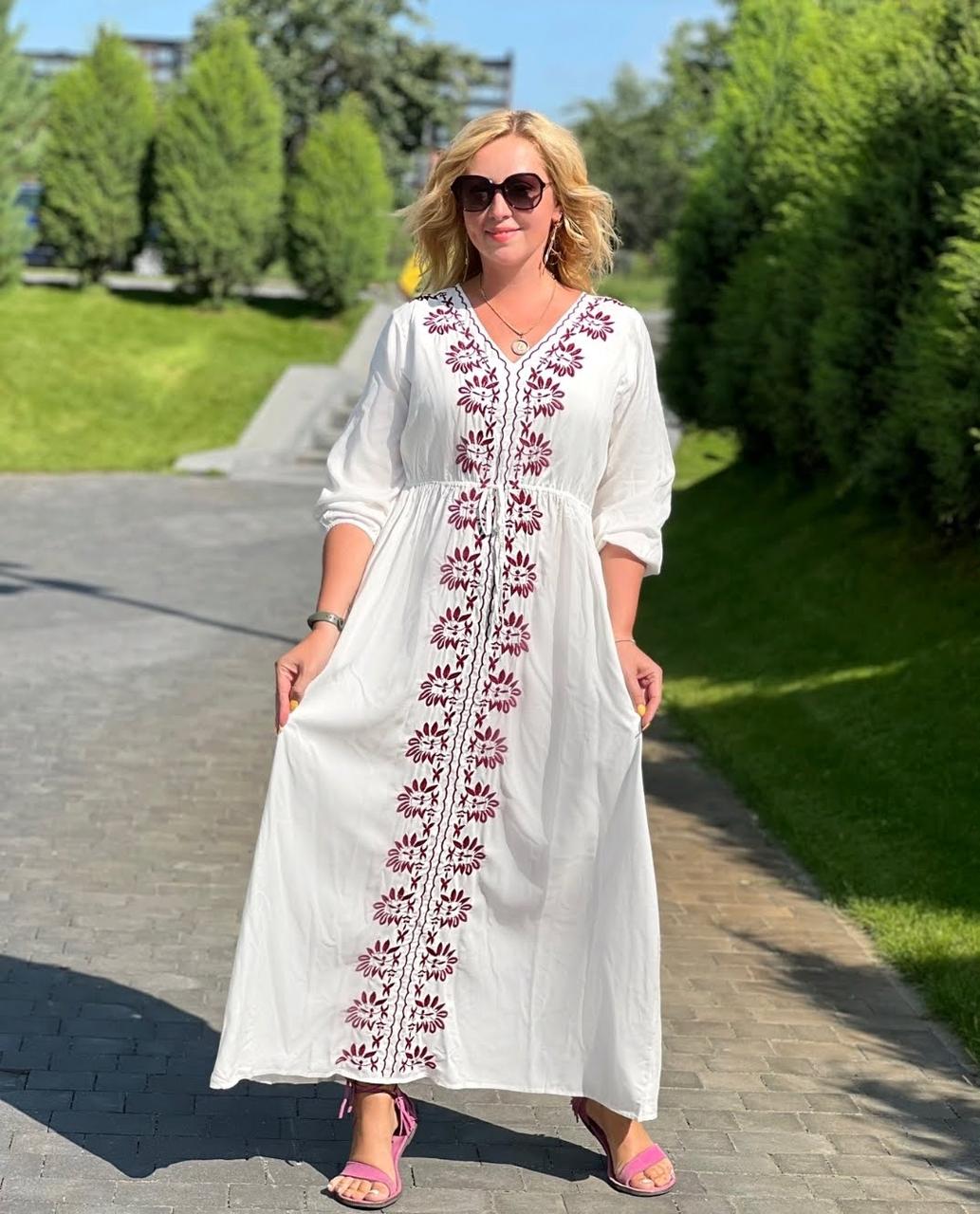 Жіноче літне плаття із тонкої натуральної тканини (с L по 2XL), фото 1
