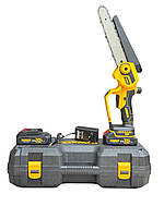 Аккумуляторная цепная пила для дров Веткорез с подачей масла Мощная цепная электропила для сада в кейсе