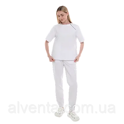 Жіночий медичний стрейч костюм Діжон, Білий, фото 1